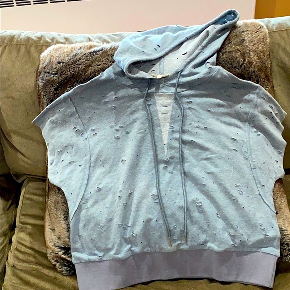Short sleeve hooded destructed shirt size small. - Picture 1 of 3